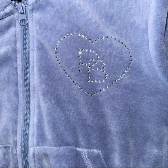 Playboy for Pacsun Y2K Baby Blue Zip-Up Hoodie with Heart Accent - Picture 4 of 10